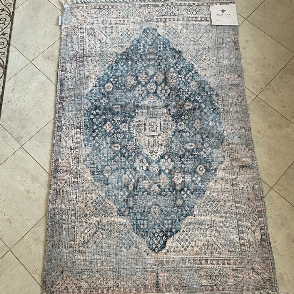 NW SHABBY CHIC RACHEL ASHWELL BLUE AREA RUG 3’ x 5’